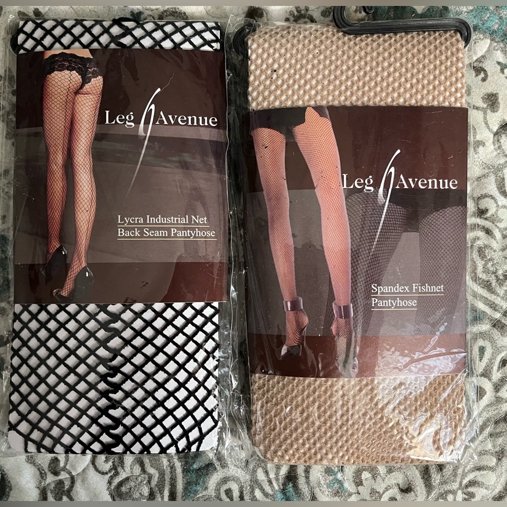 2 Pair Leg Ave Fishnet pantyhose.